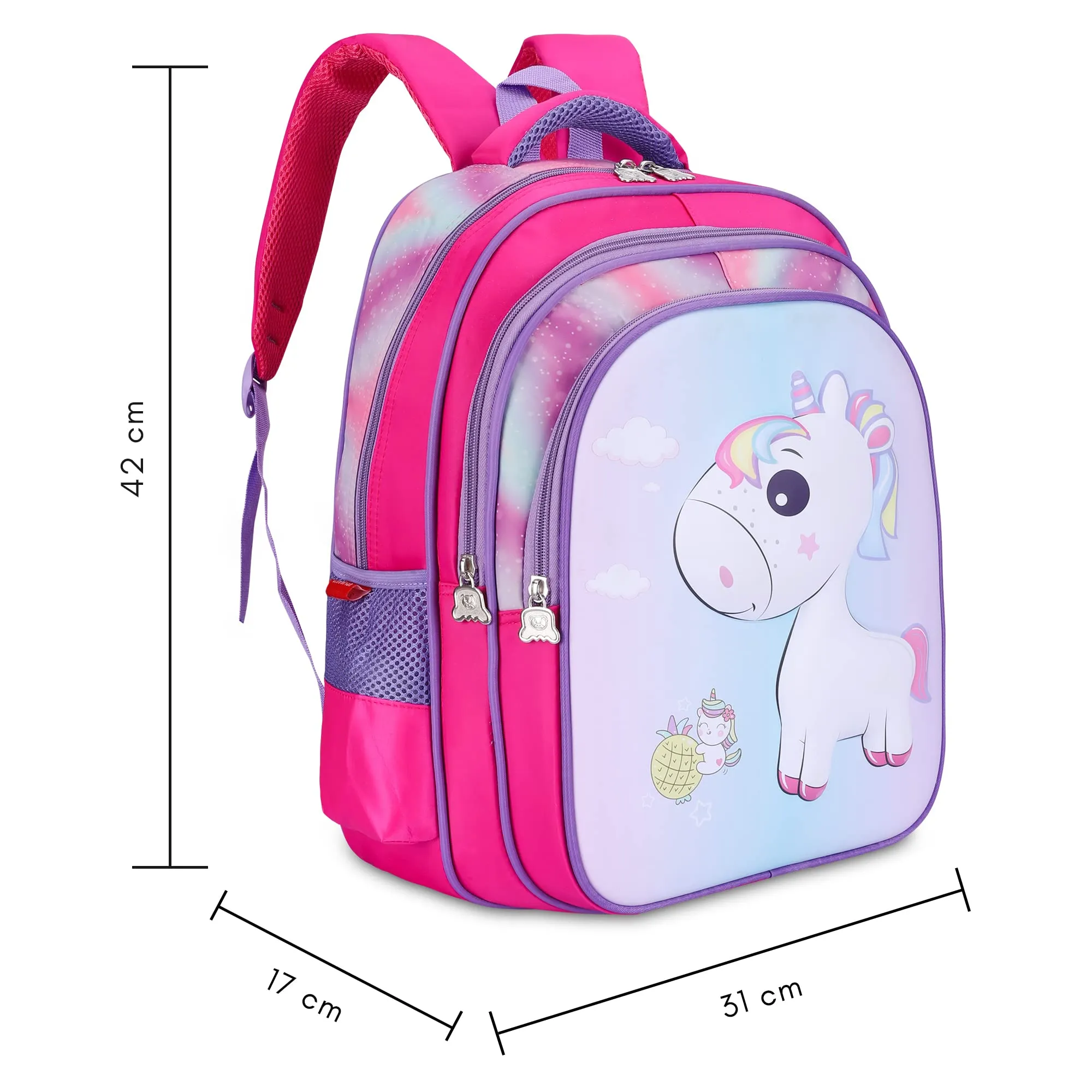 Kids Backpack with Organizer Pockets | Dark Pink | 22 Litres