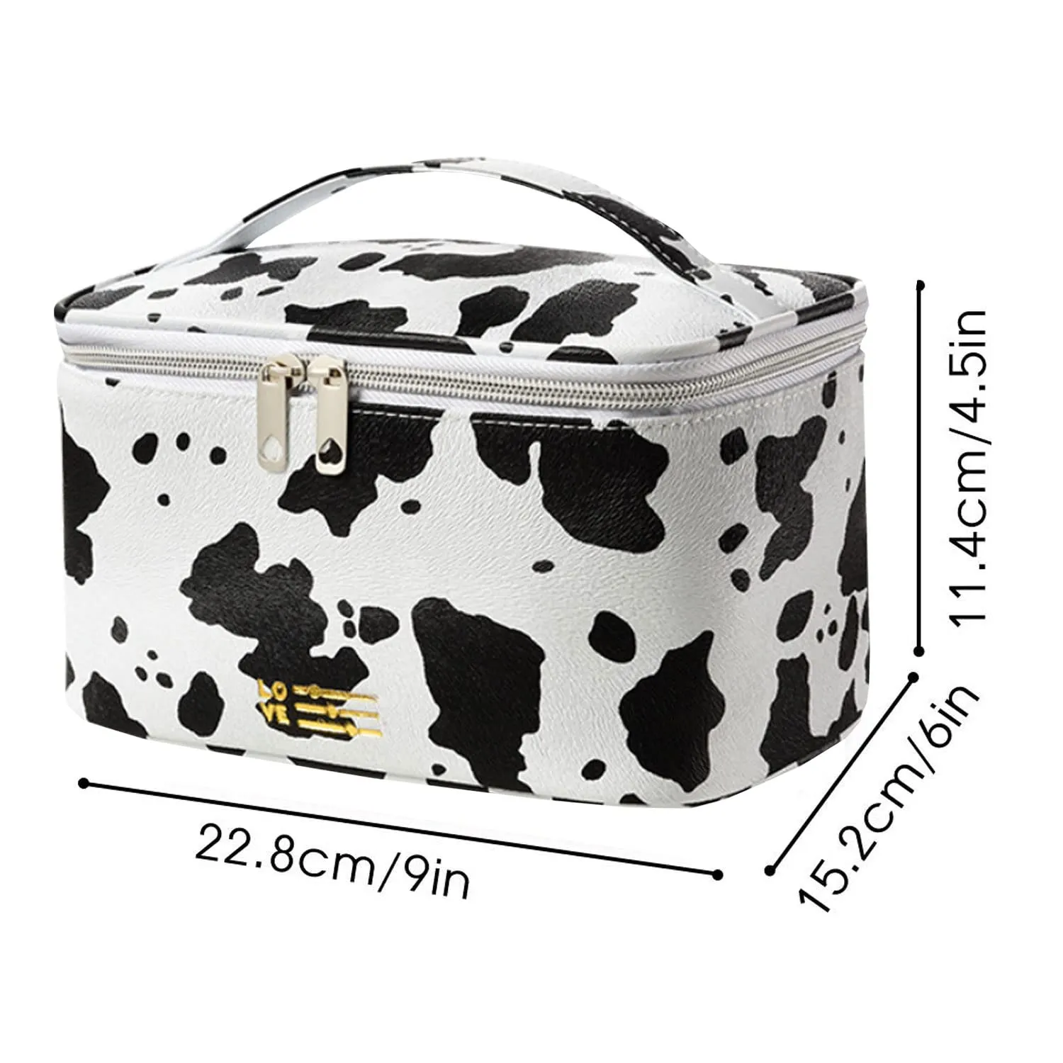 KITENROM Portable Makeup Bag Cow Printed Cosmetic Bags for Women Medium Pouch Case Purse Make Up Organization Waterproof (Print Cow)