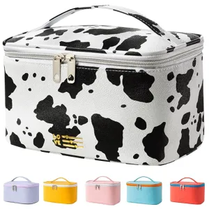 KITENROM Portable Makeup Bag Cow Printed Cosmetic Bags for Women Medium Pouch Case Purse Make Up Organization Waterproof (Print Cow)