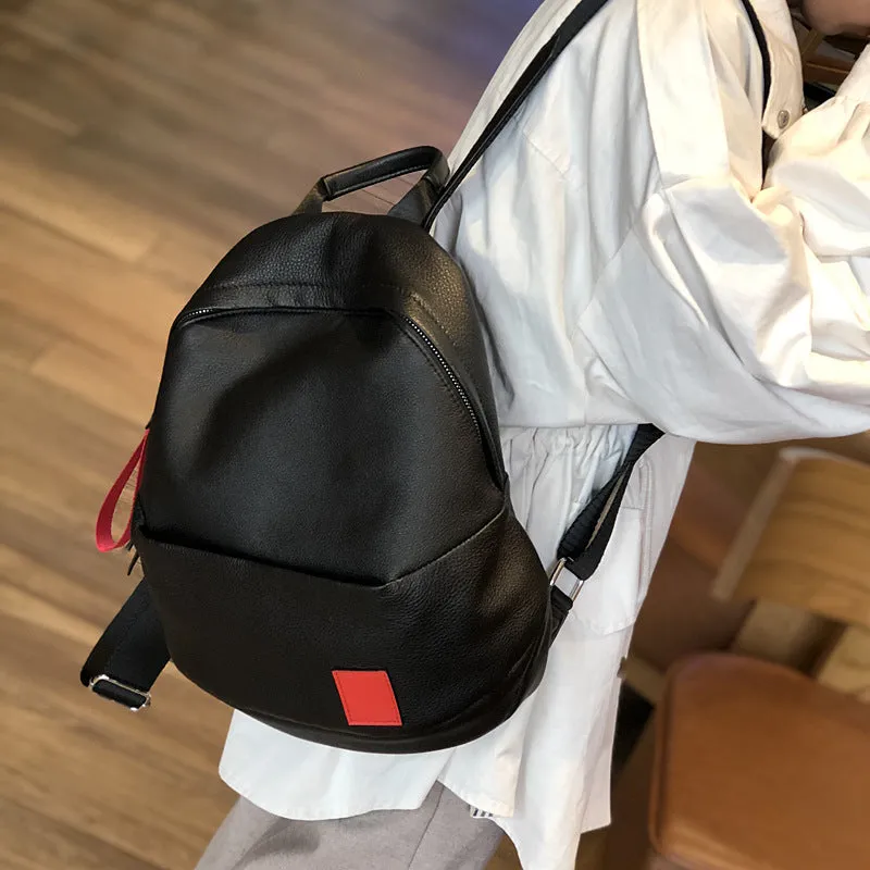 Ladies Small Black Leather Backpack Bags Leather Rucksack For Women