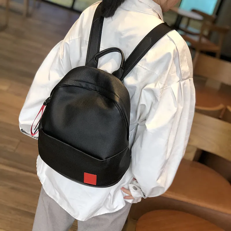 Ladies Small Black Leather Backpack Bags Leather Rucksack For Women