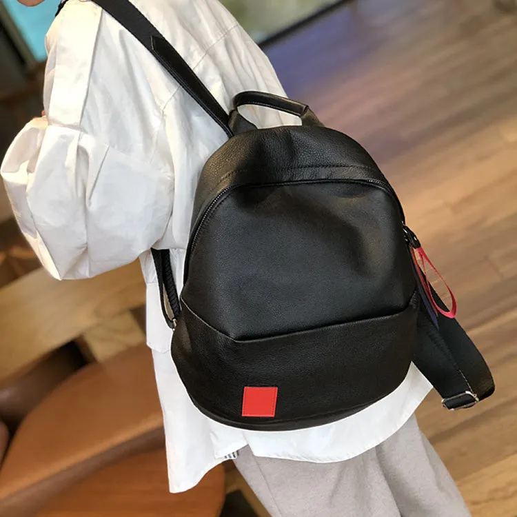 Ladies Small Black Leather Backpack Bags Leather Rucksack For Women