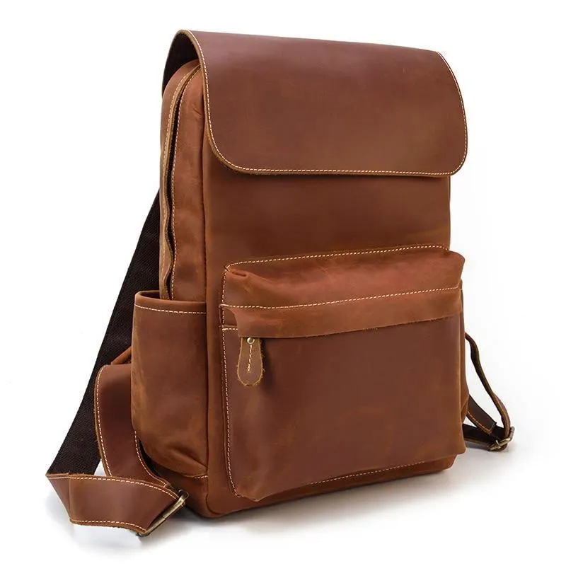 Laptop Leather Backpacks For Men Soft Leather Backpacks