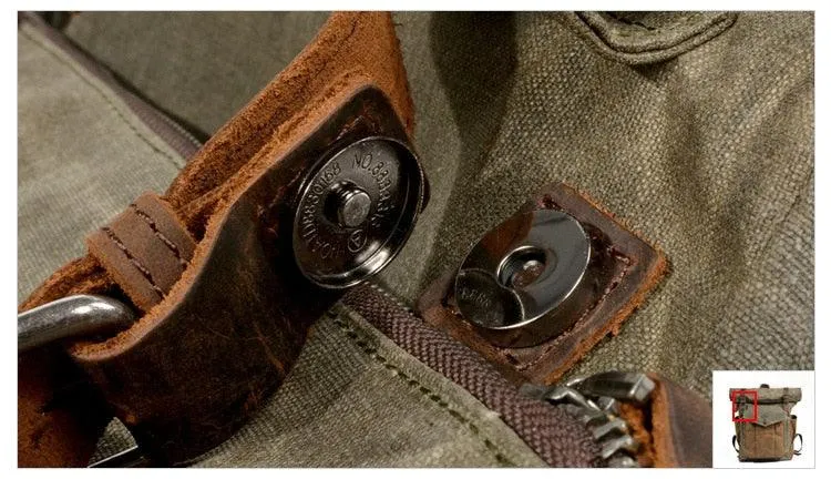 Large Capacity Waterproof Oil Waxed Canvas Leather Rucksack Backpack