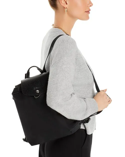Le Pliage Green Longchamp Recycled Nylon Backpack in Black
