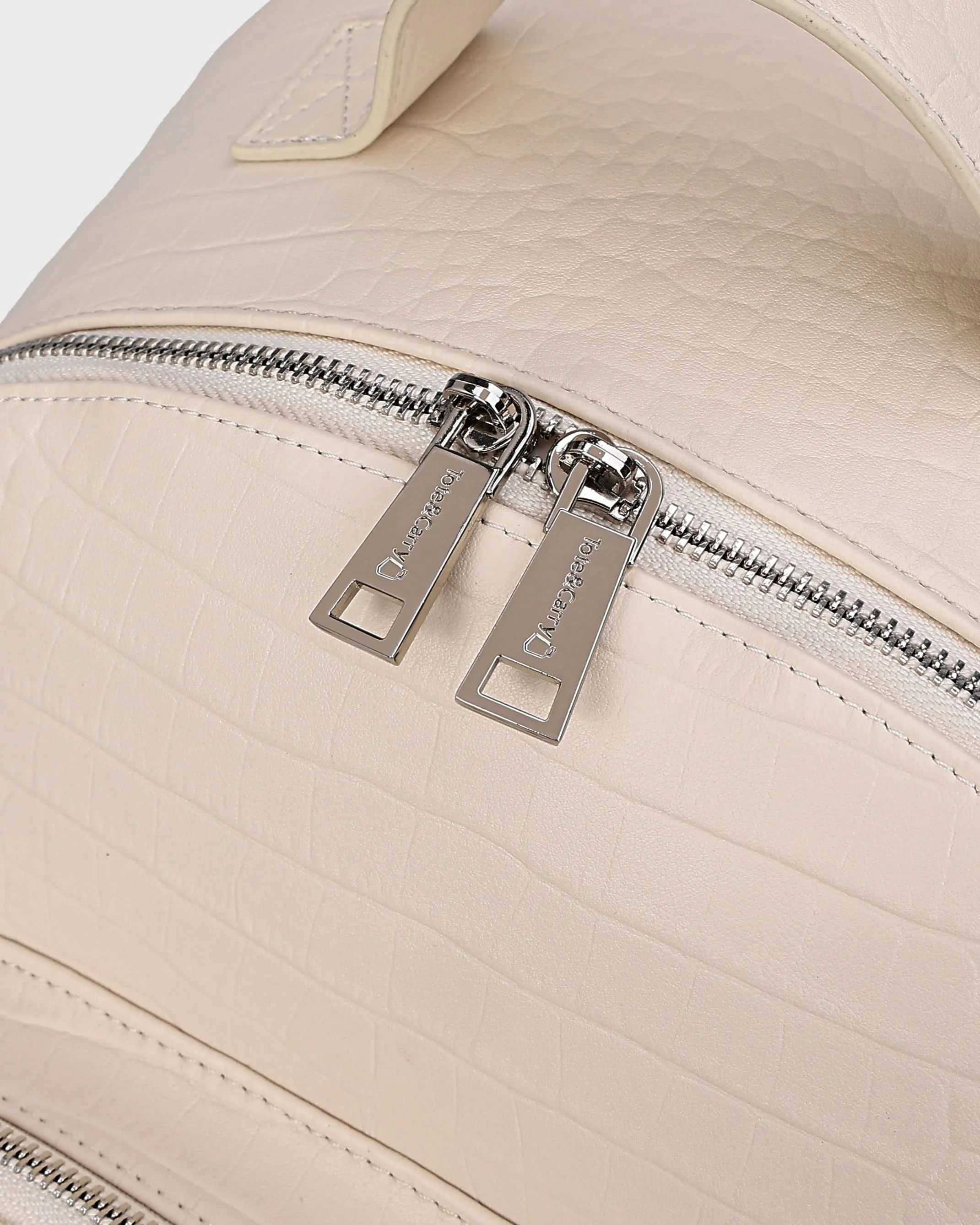 Leather Backpack in Cream White