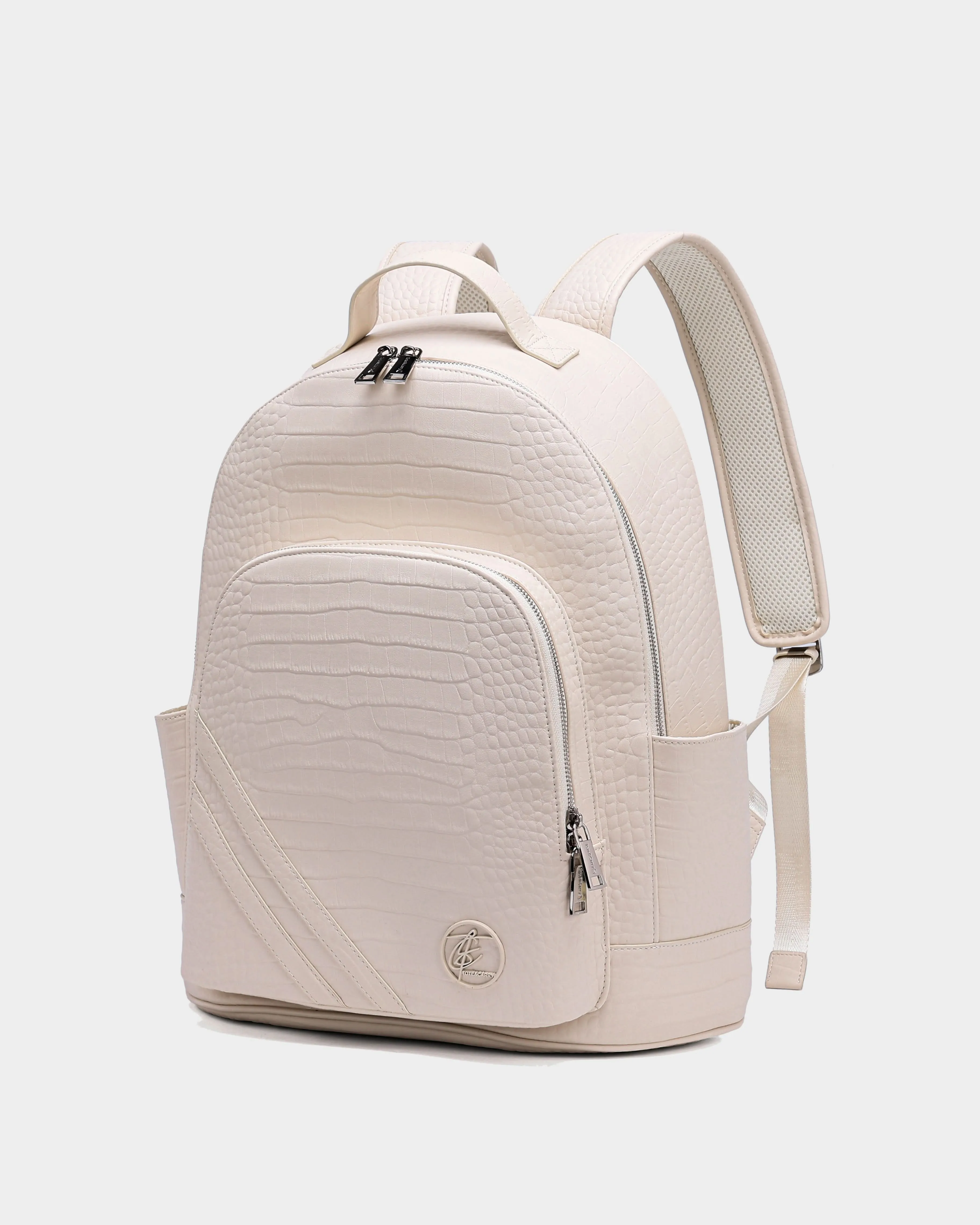 Leather Backpack in Cream White