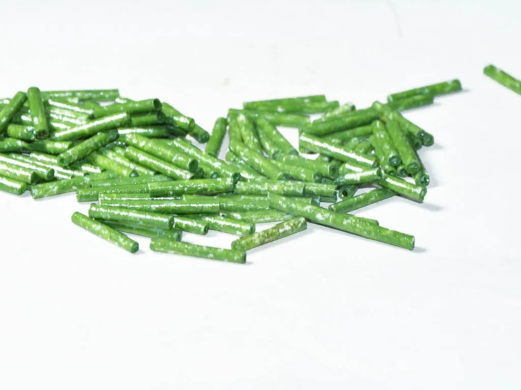 Light Green Opaque Pipe / Bugle Glass Seed Beads (9 mm)