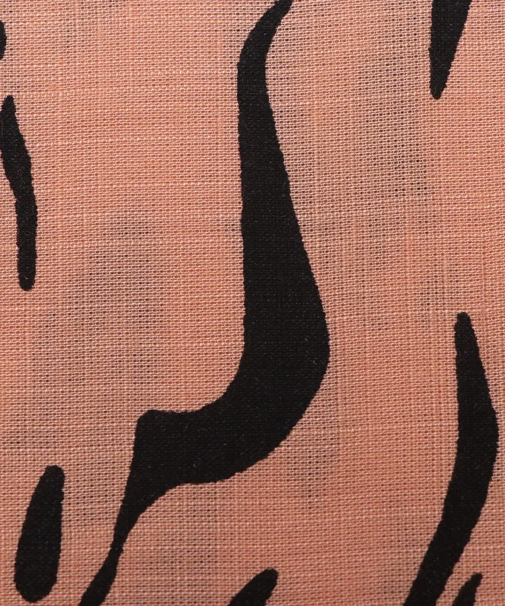 Light Peach Colour Abstract Print Rayon Slub Fabric