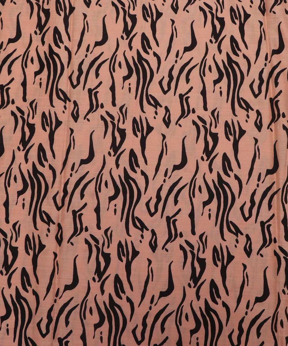 Light Peach Colour Abstract Print Rayon Slub Fabric