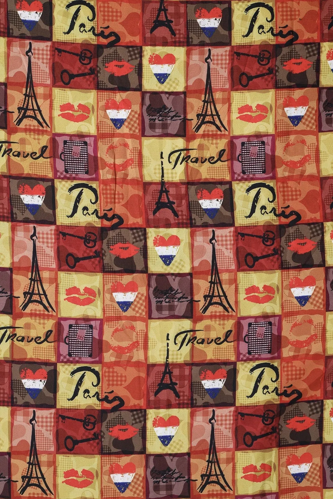 Multi Color Quirky Pattern Digital Print On Heavy Multi Polyester Fabric