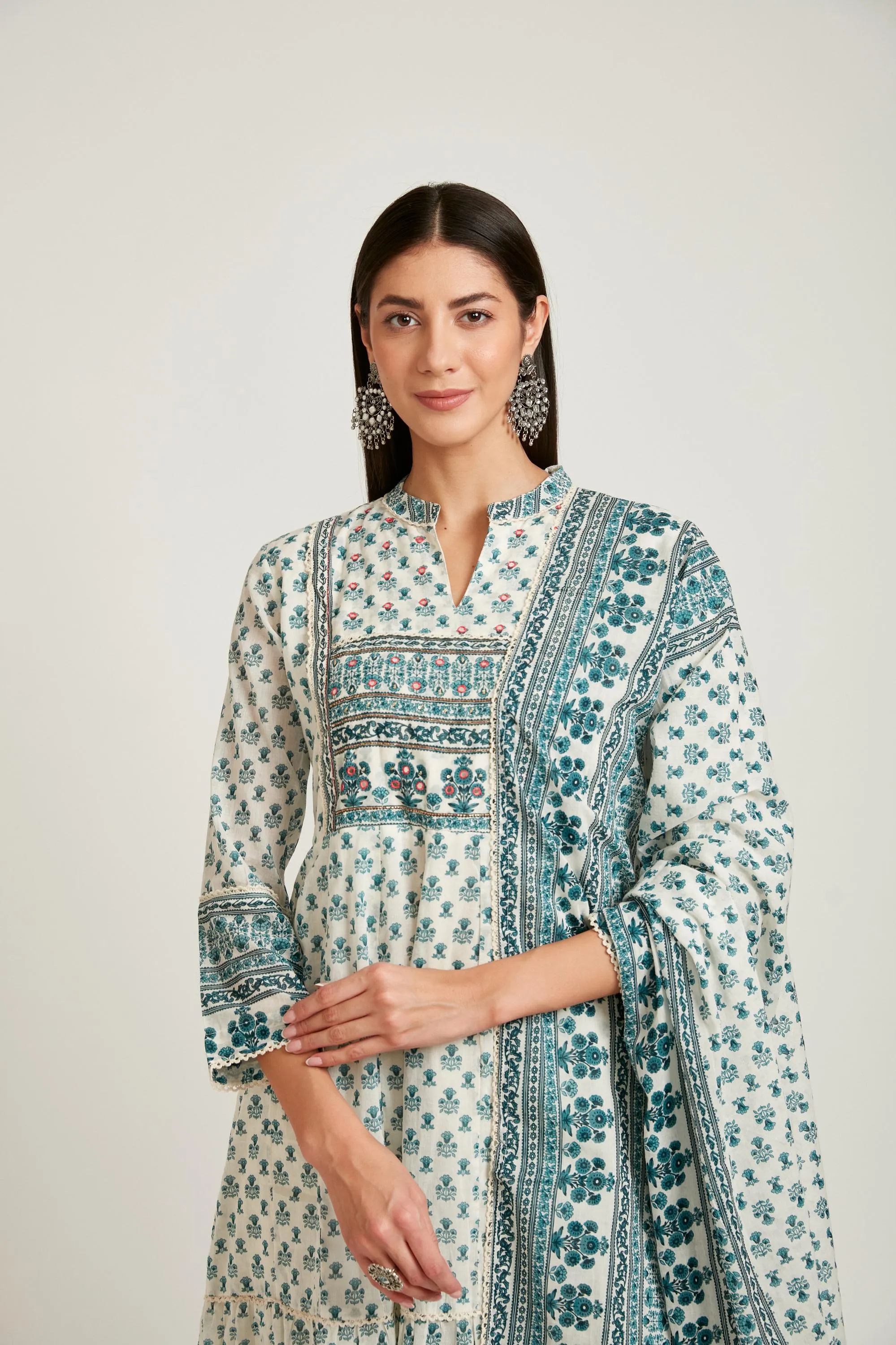 Neeru's Rama Color Cotton Fabric Salwar Kameez