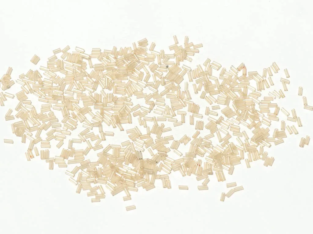 Off White Transparent Pipe / Bugle Glass Seed Beads