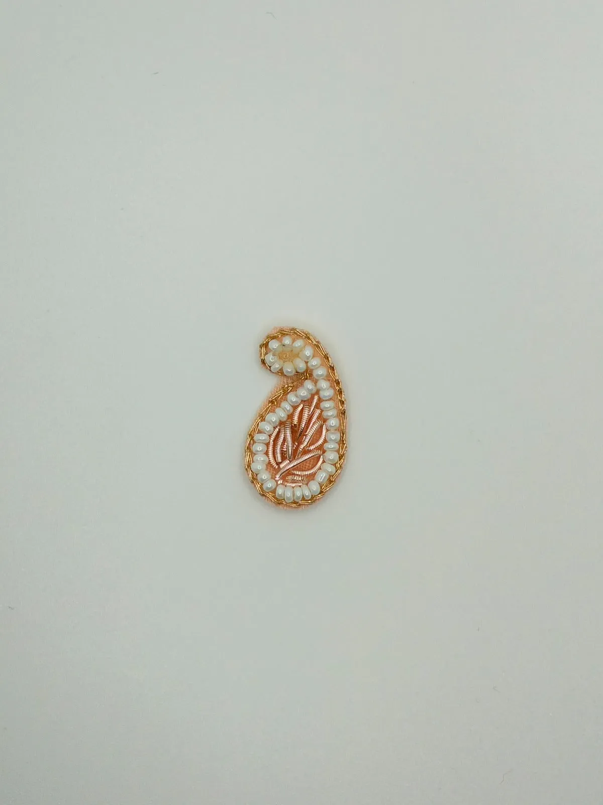 Peach & White Embellished Zardozi Stone Work Handwork Patches