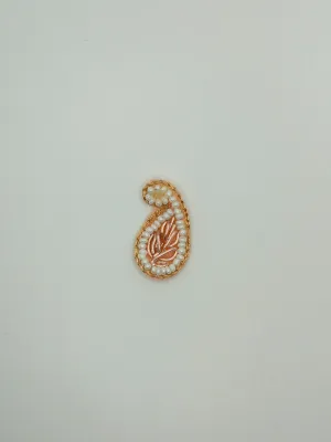 Peach & White Embellished Zardozi Stone Work Handwork Patches