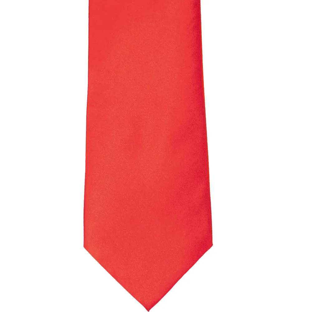 Poppy Red Extra Long Solid Color Necktie