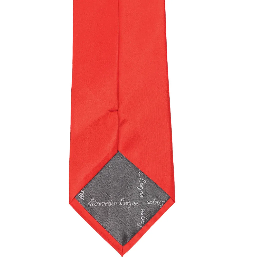 Poppy Red Extra Long Solid Color Necktie