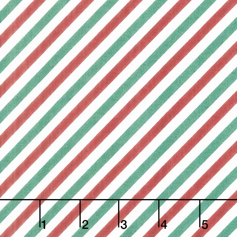 Postcard Christmas - Diagonal Stripe Multi Color Yardage