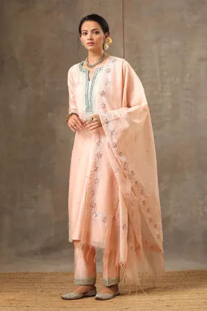 Red Color Hand Embroidered Silk Kurta Set