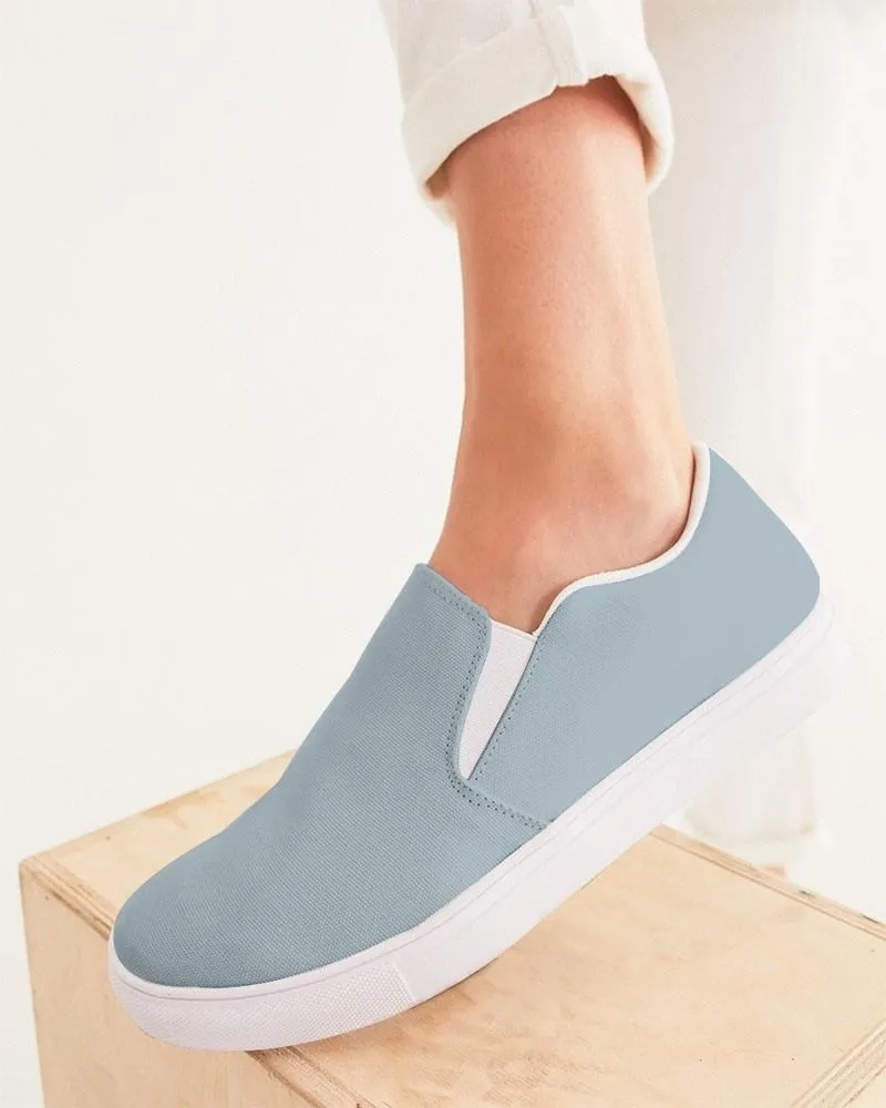Shaded Pale Cyan Gray Slip-On Canvas Sneakers | Women's | C10M0Y0K30