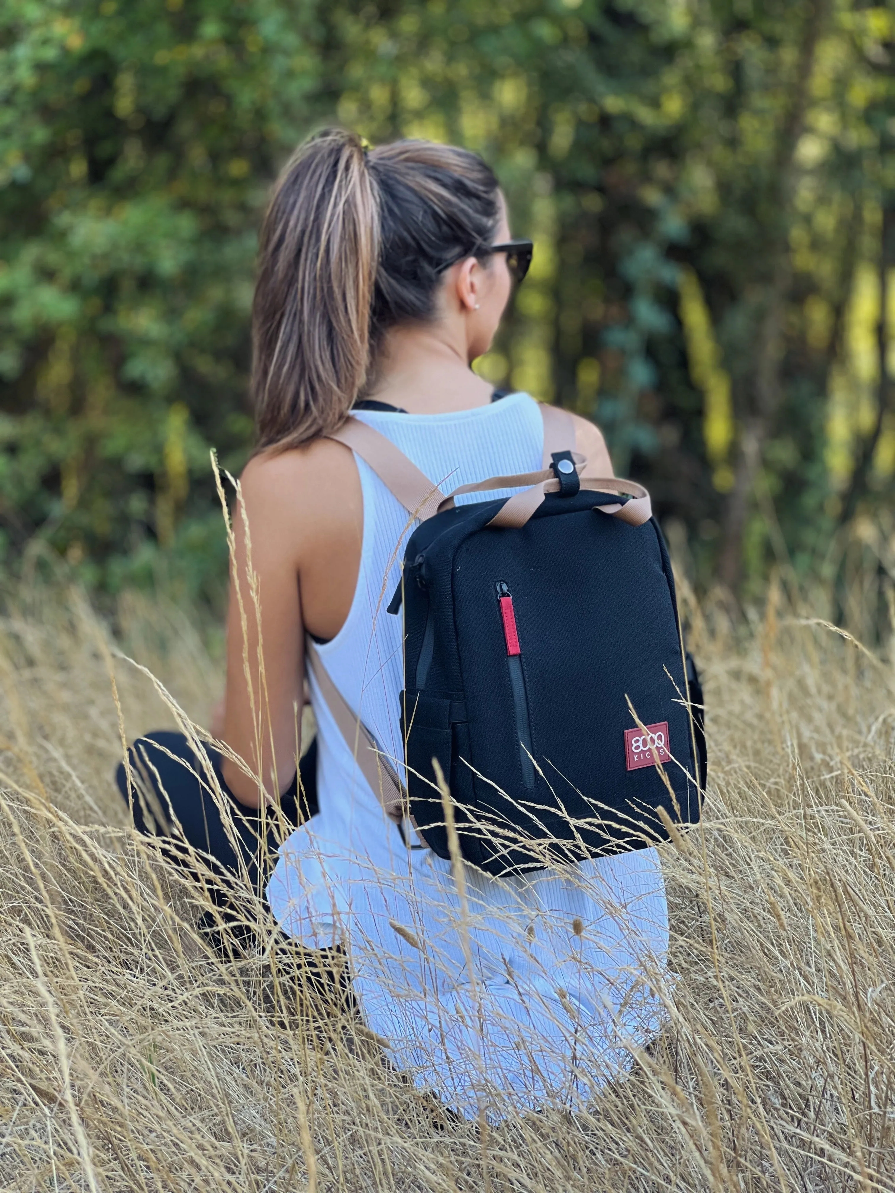 Small Backpack in Beige and Green