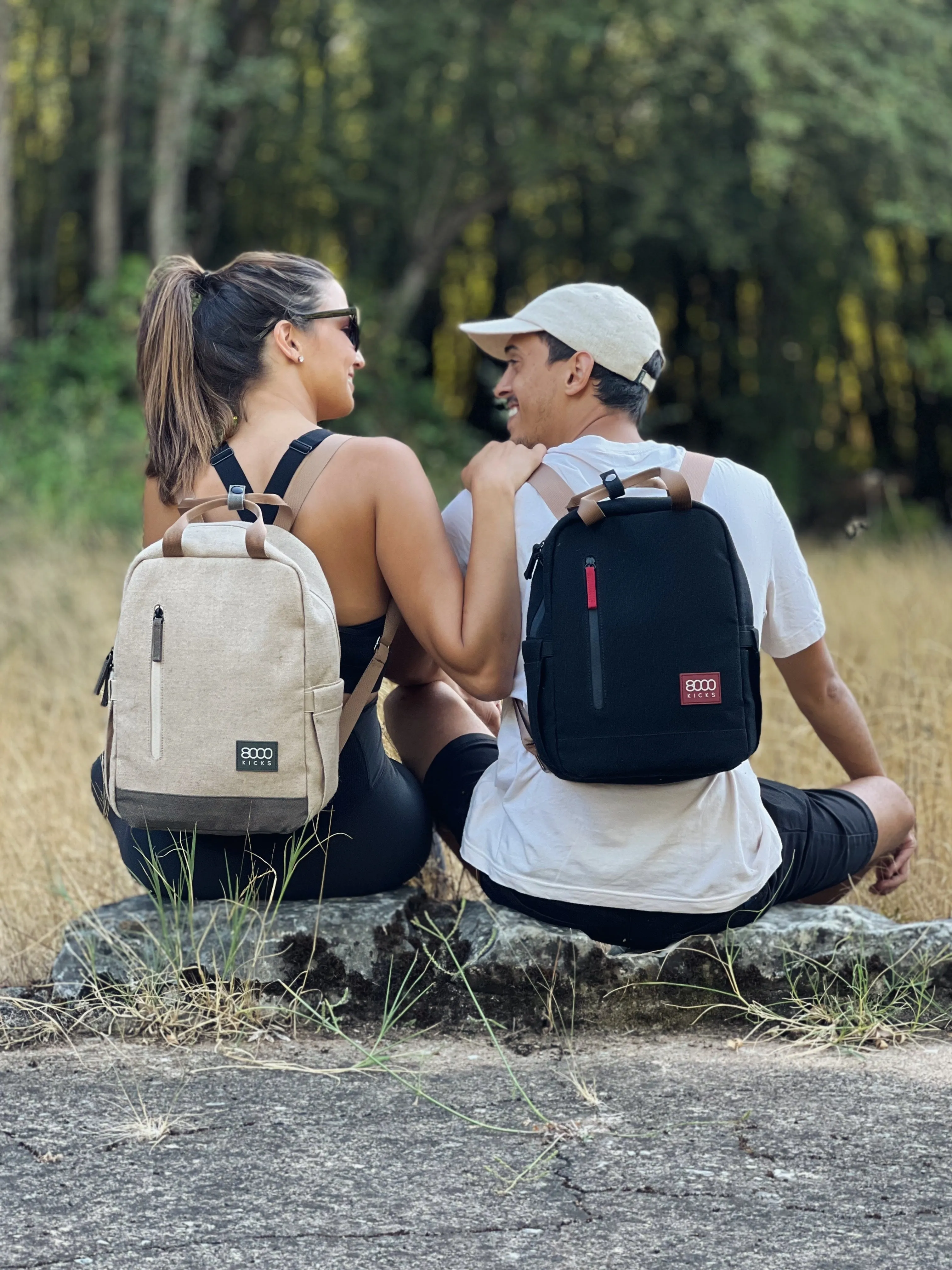 Small Backpack in Beige and Green