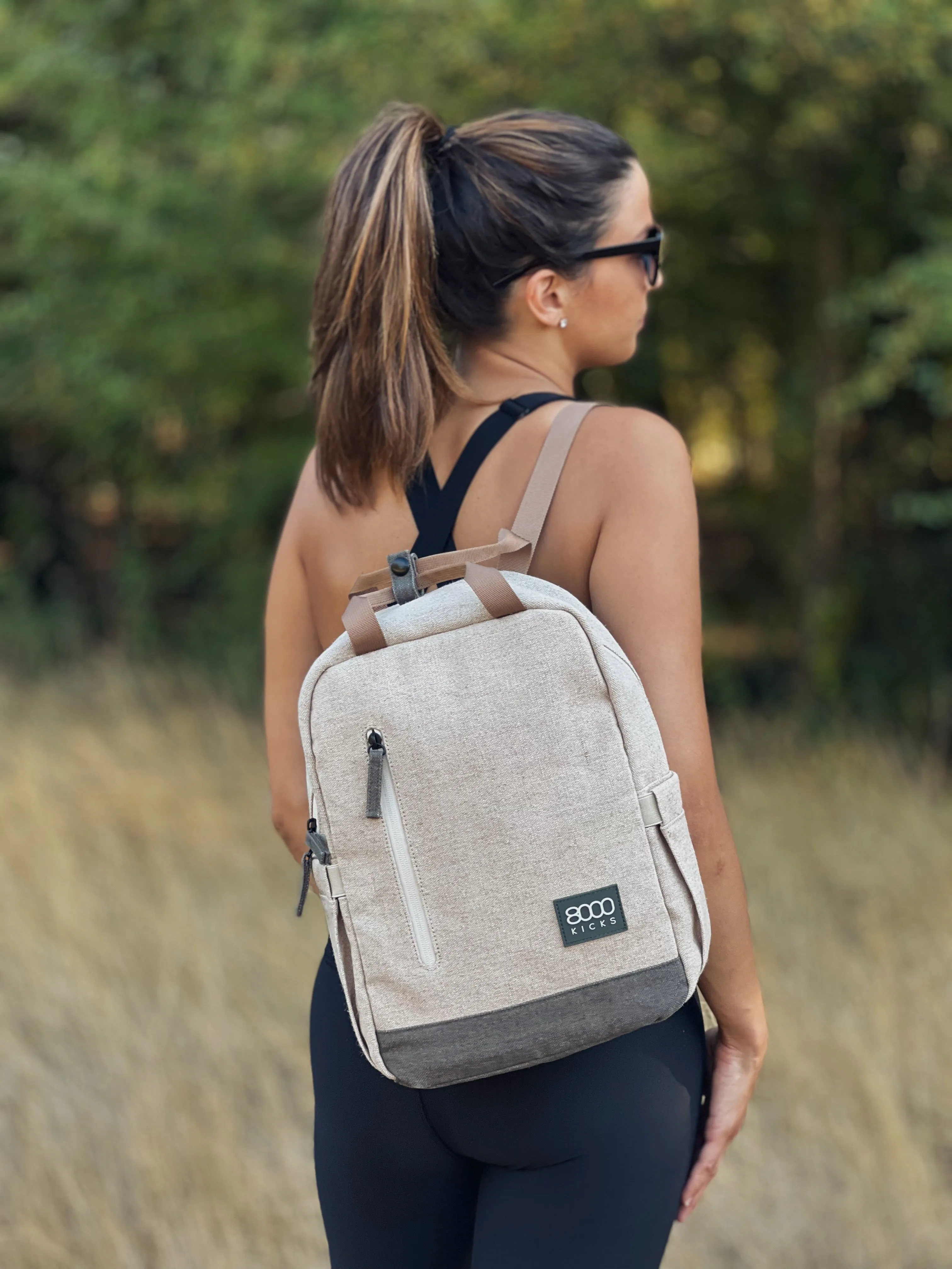 Small Backpack in Beige and Green