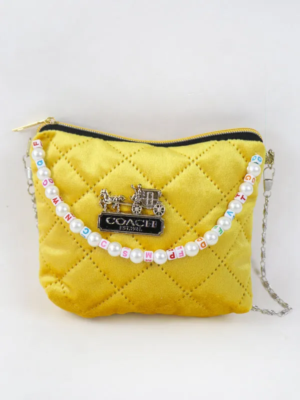 Stylish Velvet Handbag For Women's COACH Yellow 14