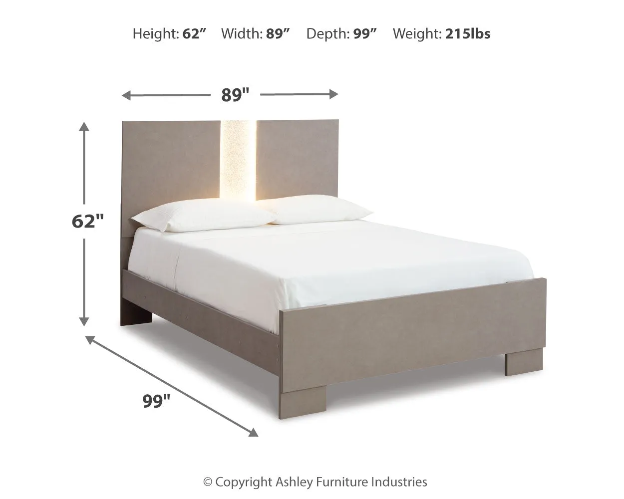 Surancha Queen Panel Bed with Mirrored Dresser and 2 Nightstands in Gray