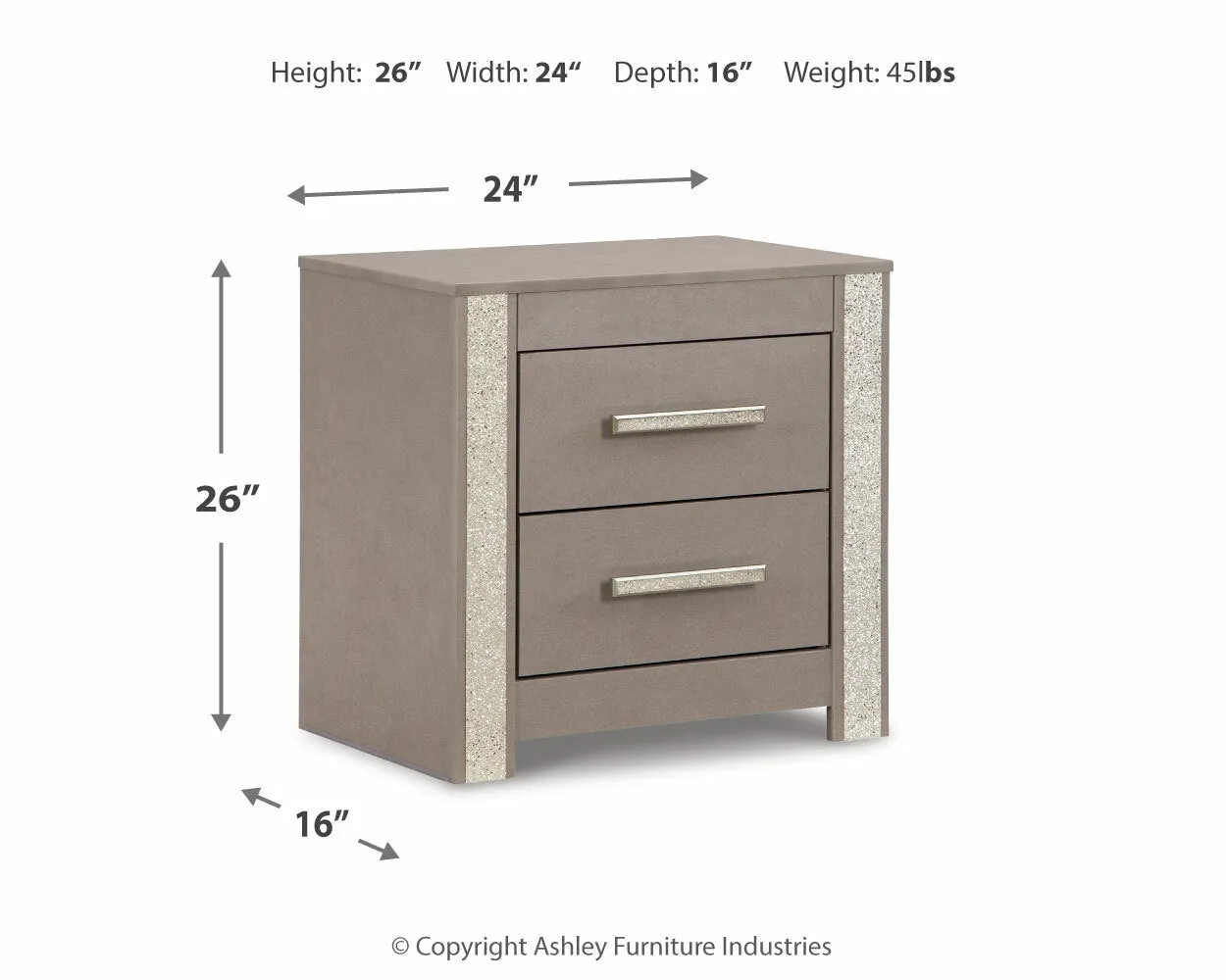 Surancha Queen/Full Panel Headboard with Mirrored Dresser and 2 Nightstands in Gray