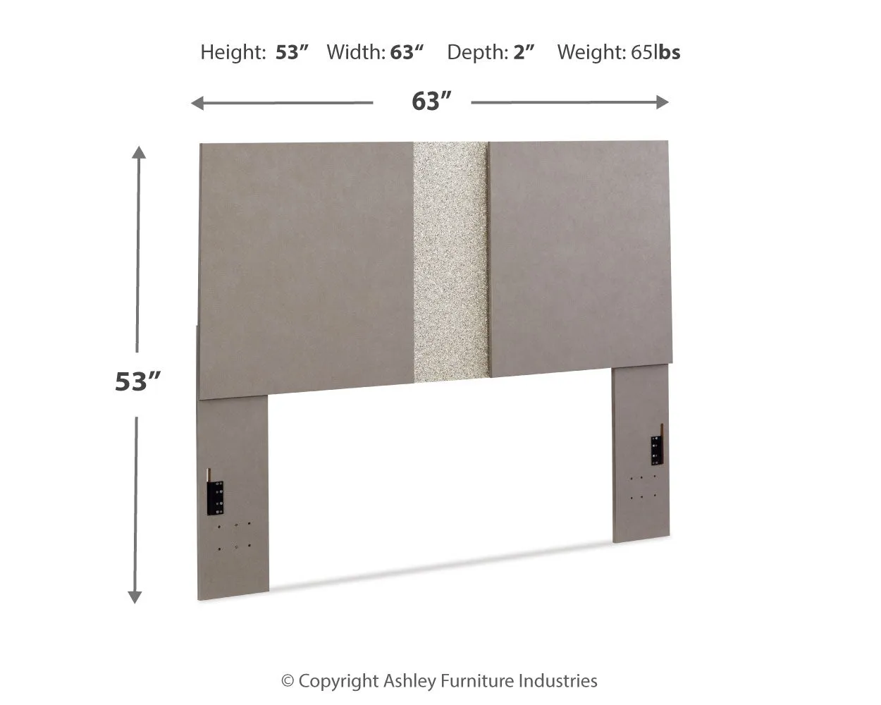 Surancha Queen/Full Panel Headboard with Mirrored Dresser and 2 Nightstands in Gray