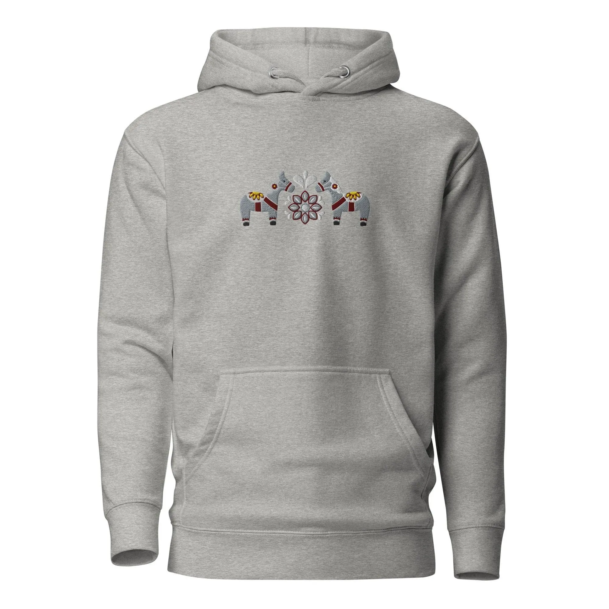 Swedish Gray Dala Horse Embroidered Hoodie