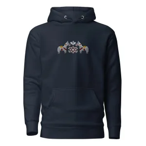 Swedish Gray Dala Horse Embroidered Hoodie