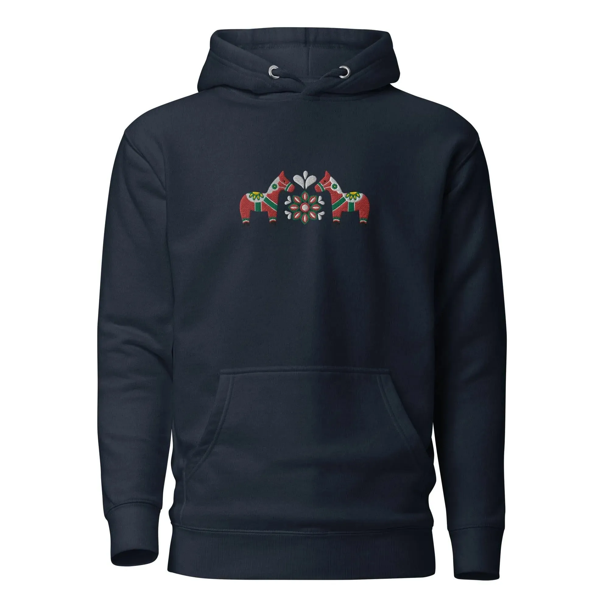 Swedish Red Dala Horse Embroidered Hoodie