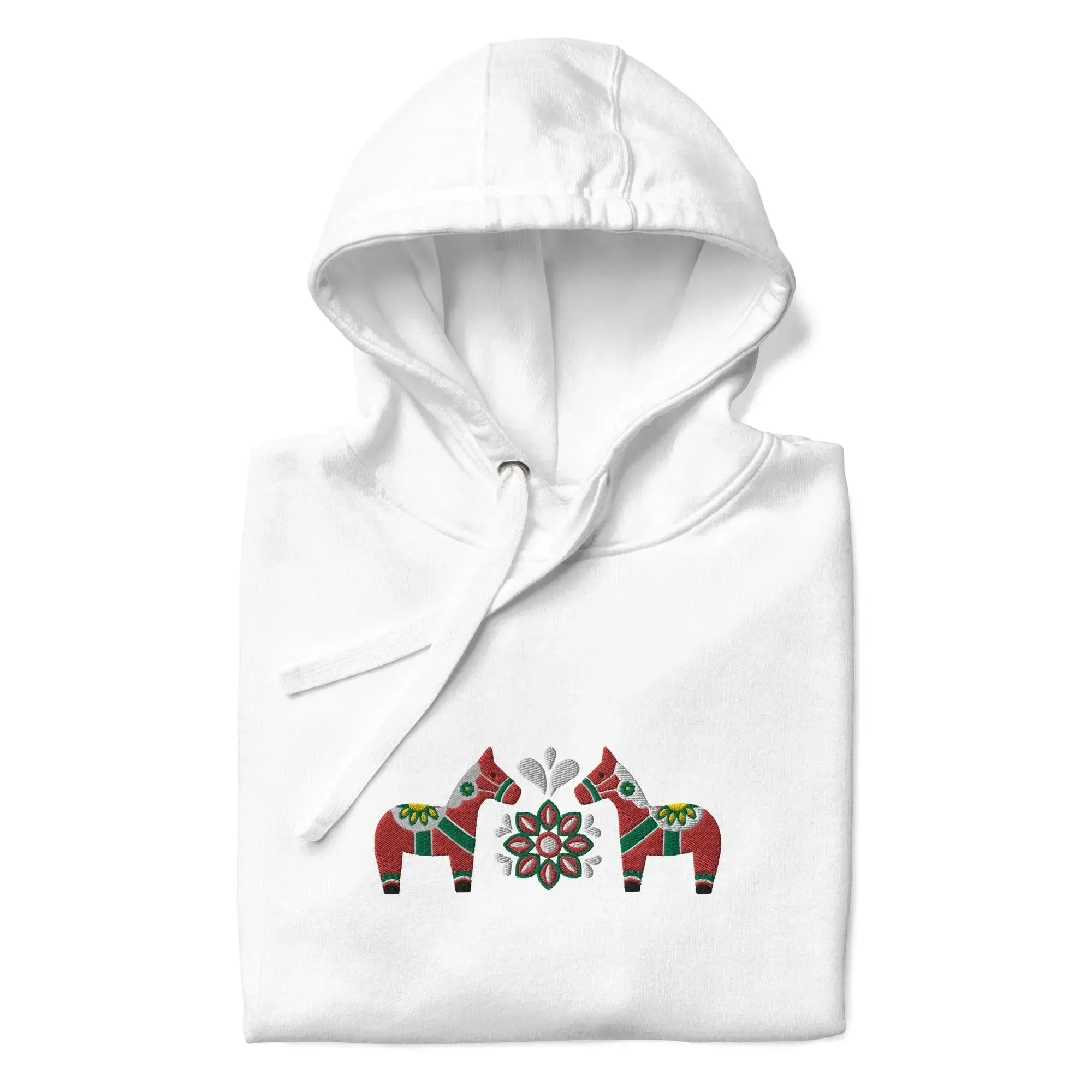Swedish Red Dala Horse Embroidered Hoodie