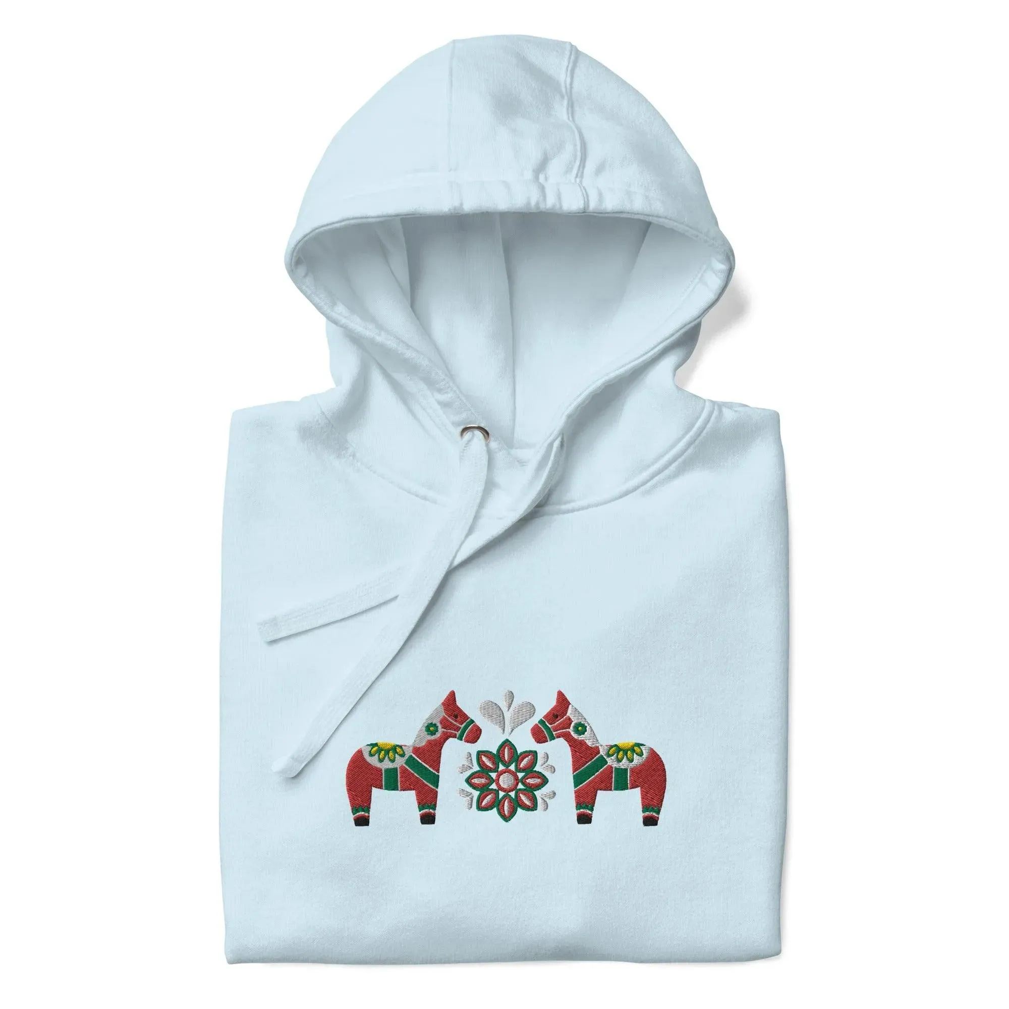 Swedish Red Dala Horse Embroidered Hoodie