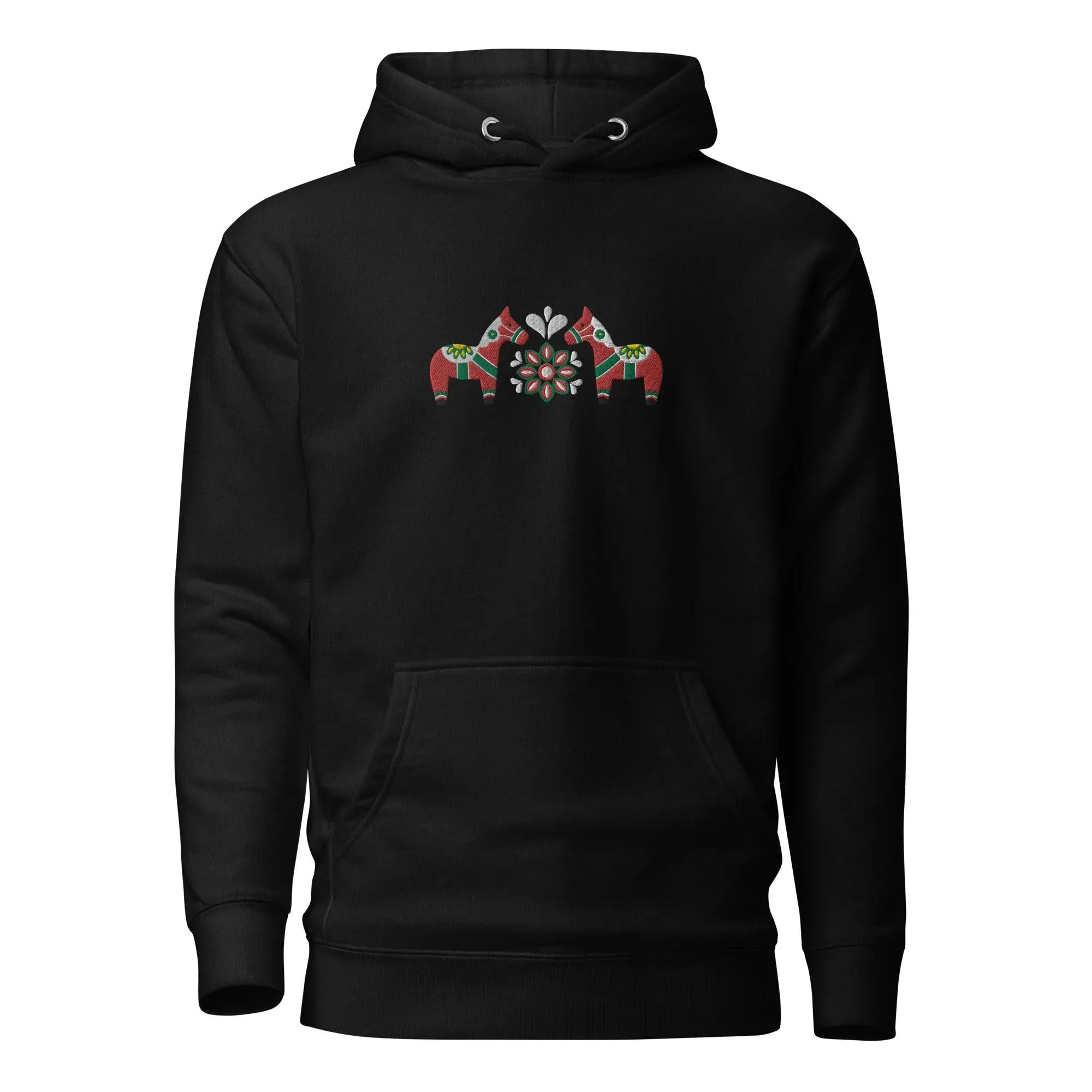 Swedish Red Dala Horse Embroidered Hoodie