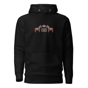 Swedish Red Dala Horse Embroidered Hoodie