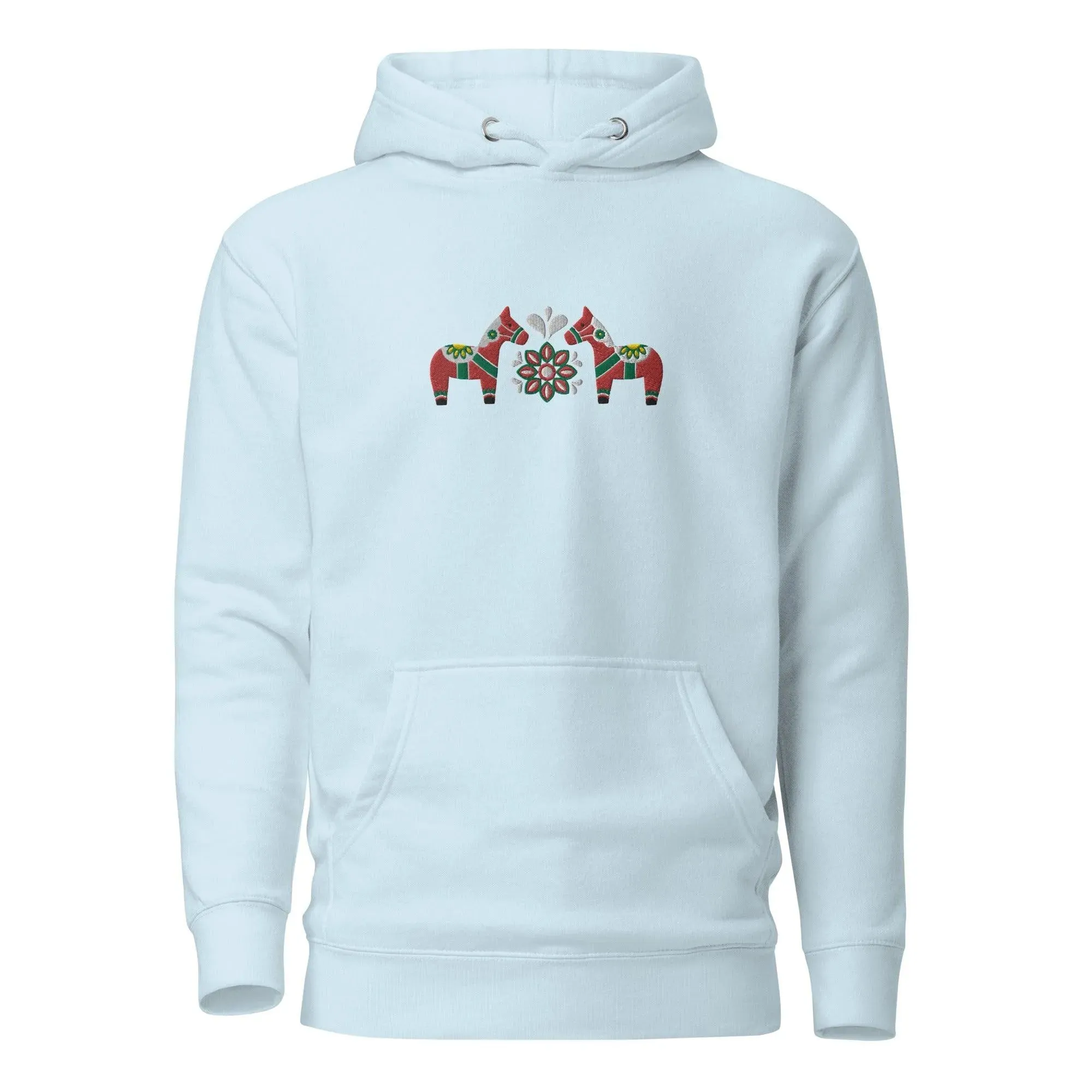 Swedish Red Dala Horse Embroidered Hoodie