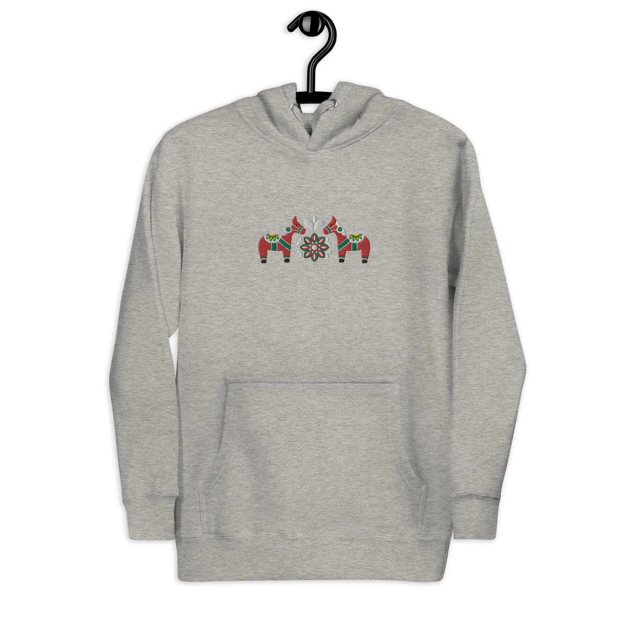 Swedish Red Dala Horse Embroidered Hoodie