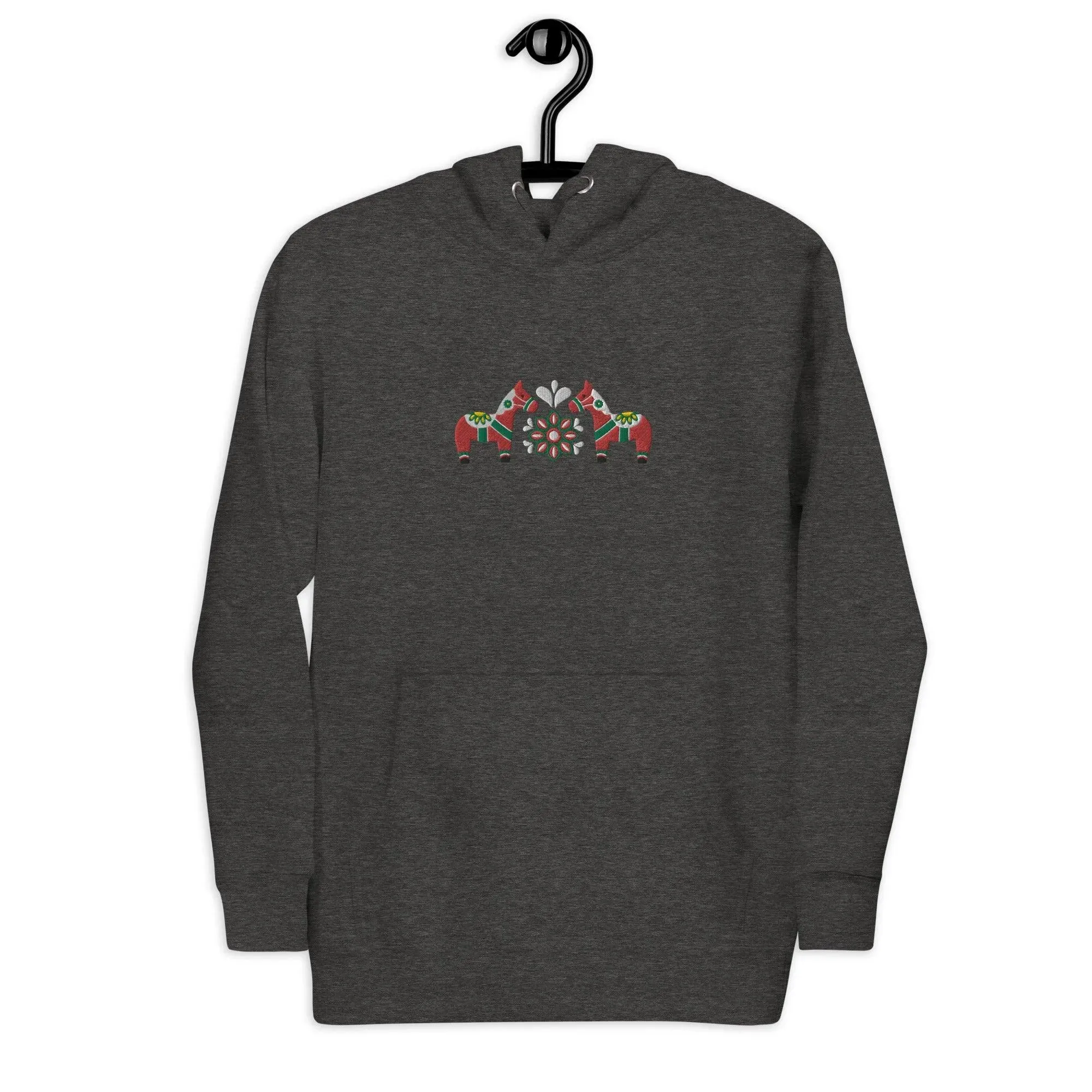 Swedish Red Dala Horse Embroidered Hoodie