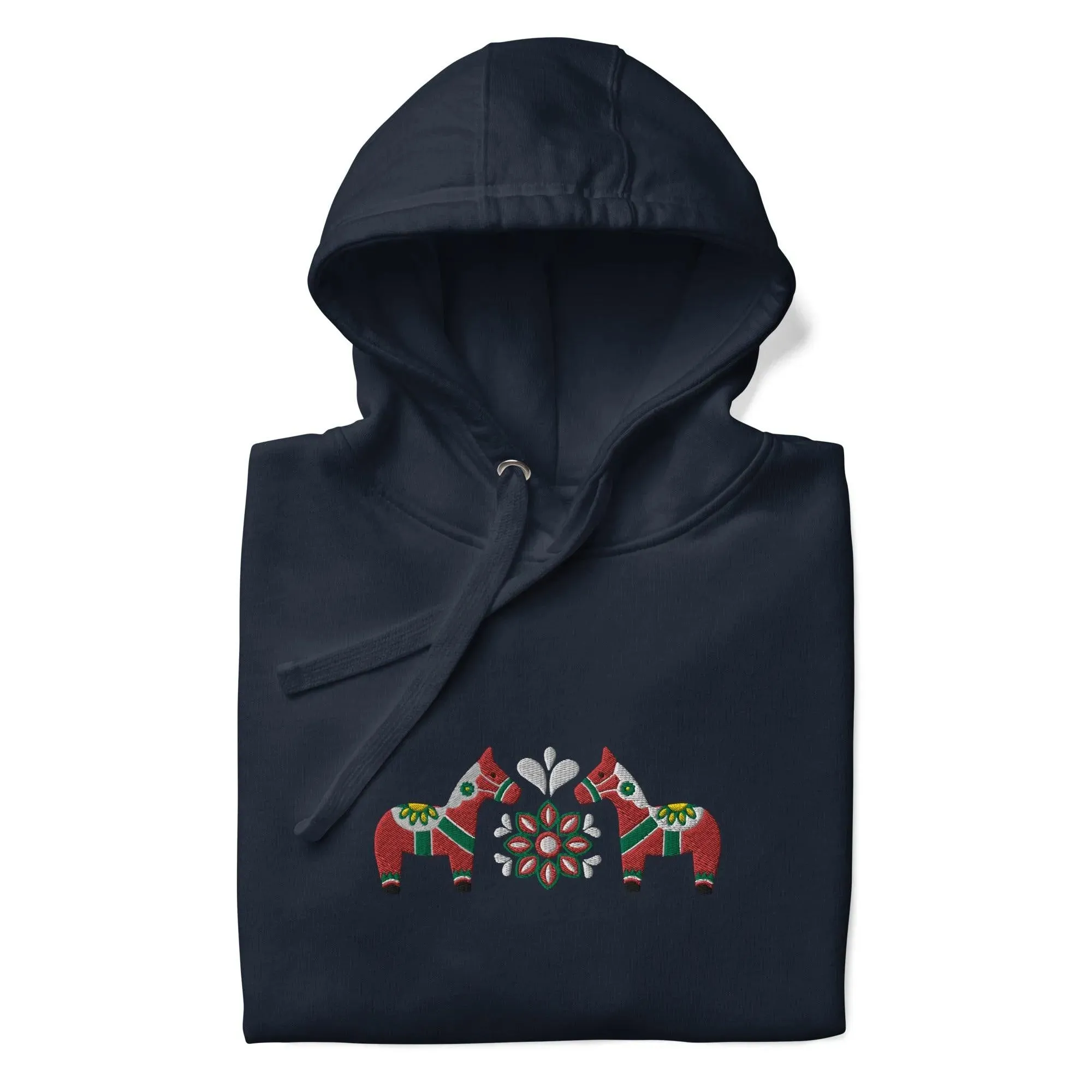 Swedish Red Dala Horse Embroidered Hoodie