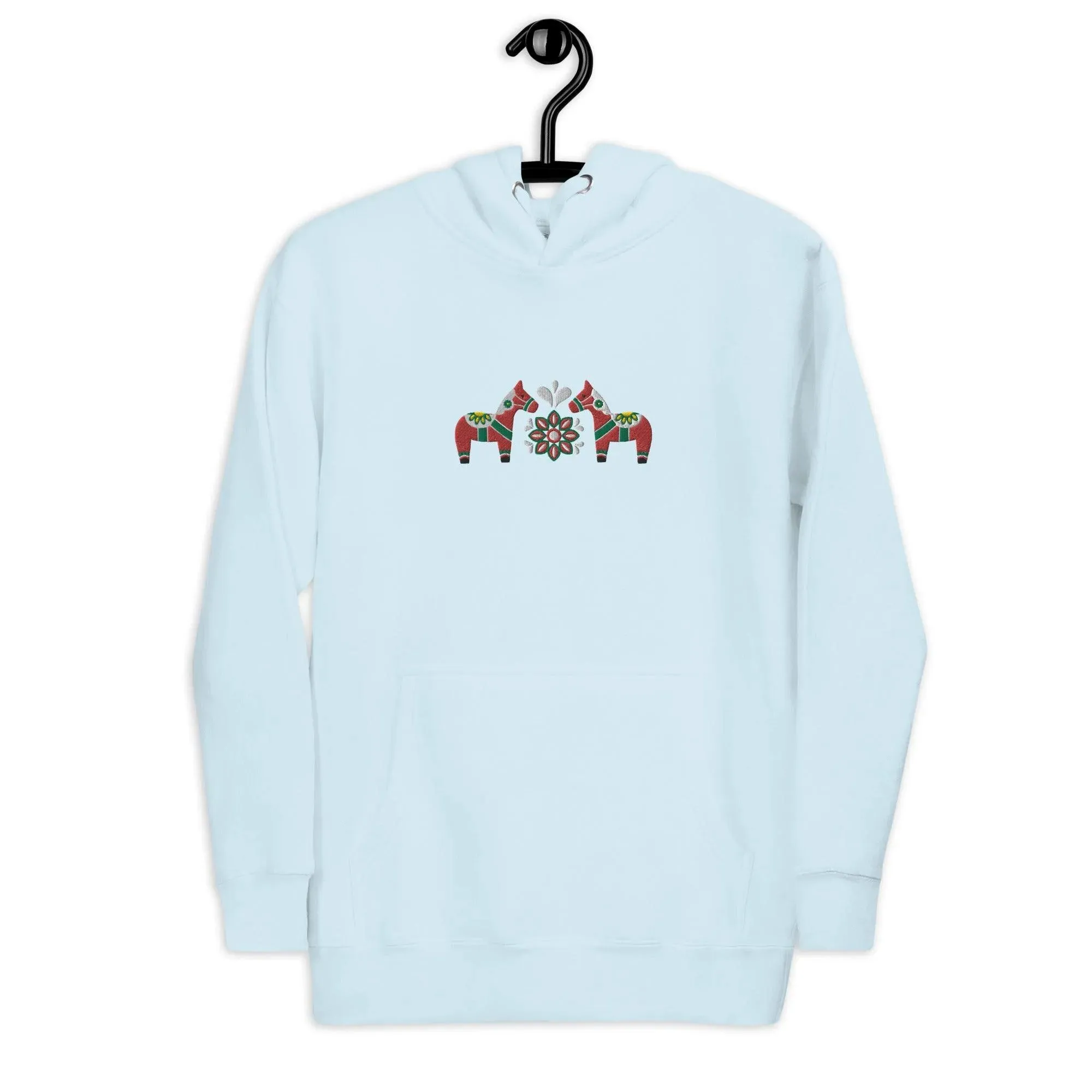 Swedish Red Dala Horse Embroidered Hoodie