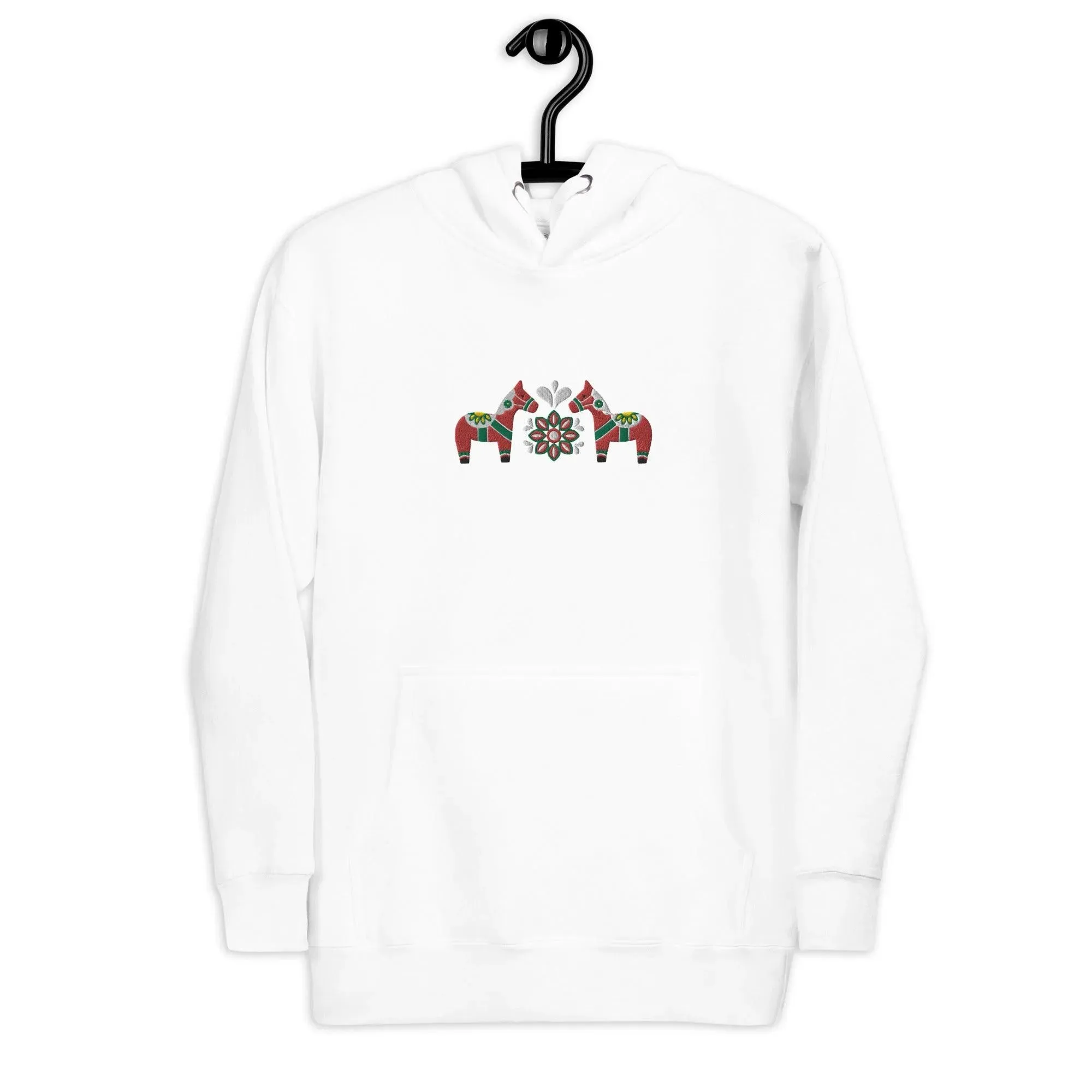 Swedish Red Dala Horse Embroidered Hoodie