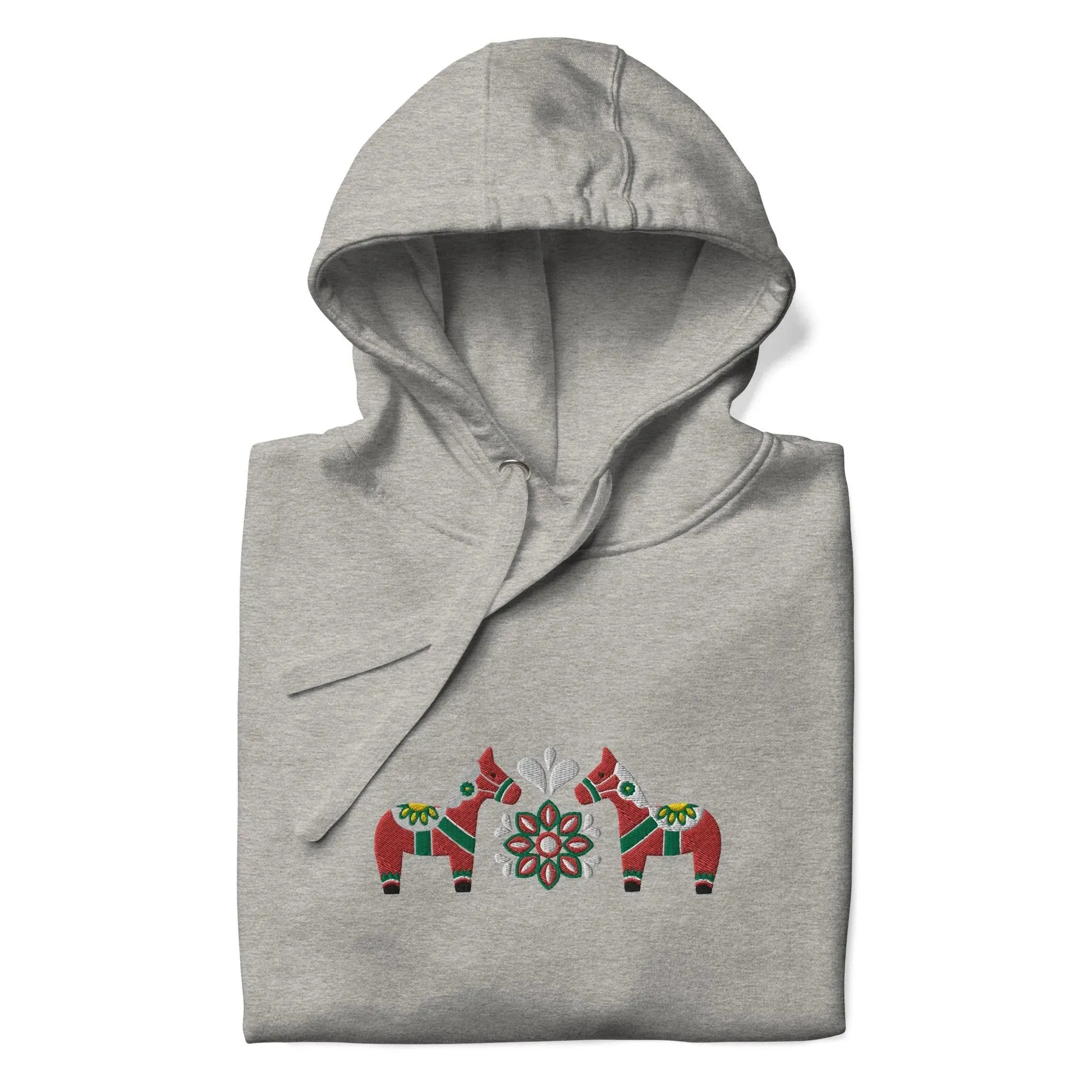Swedish Red Dala Horse Embroidered Hoodie