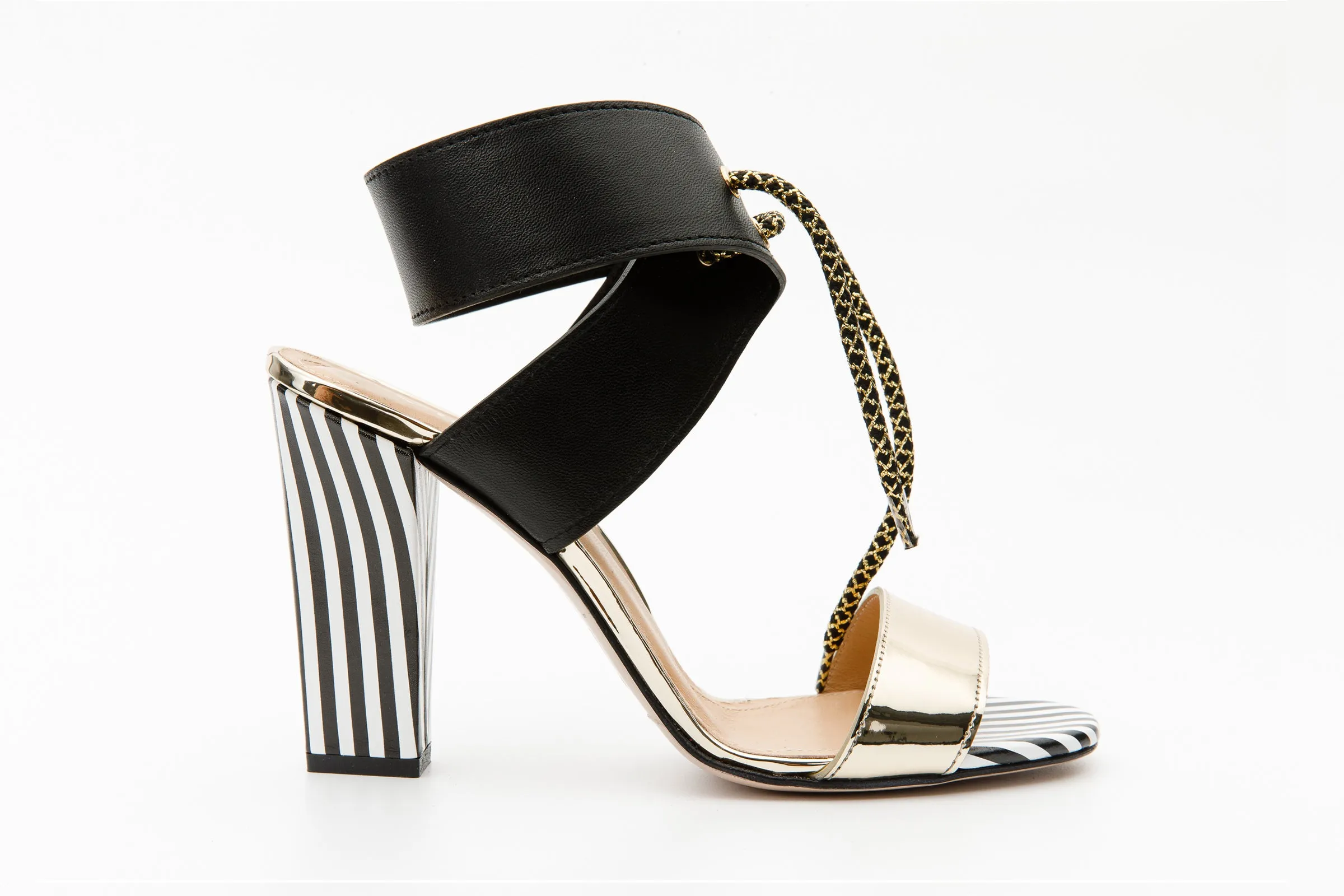 The Bloke Black Leather Ankle Strap Women Sandal