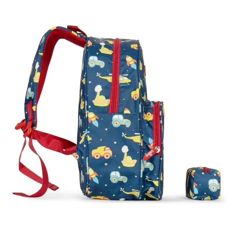 THE CLOWNFISH Cosmic Critters Series Printed Polyester 15 Litres Kids Backpack School Bag with Free Pencil Staionery Pouch Daypack Picnic Bag for Tiny Tots Of Age 5-7 Years (Blue - Helicopter)