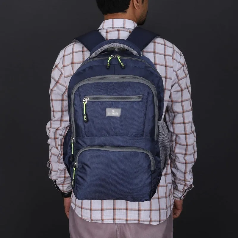 THE CLOWNFISH Digitech Series 27 liters Polyester 15.6 inch Laptop Backpack College School Bag Travel Backpack For Men and Women (Navy Blue)