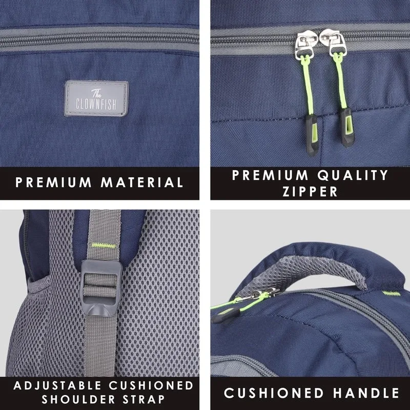 THE CLOWNFISH Digitech Series 27 liters Polyester 15.6 inch Laptop Backpack College School Bag Travel Backpack For Men and Women (Navy Blue)