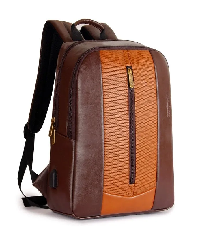 THE CLOWNFISH Hitch Hiker 27L Faux Leather Laptop Backpack | Multiple Pockets | 14-inch | Chocolate